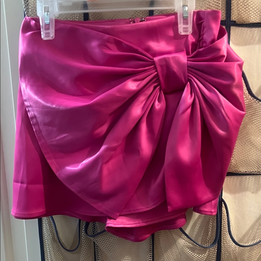 Elegant Pink Satin Mini Skort